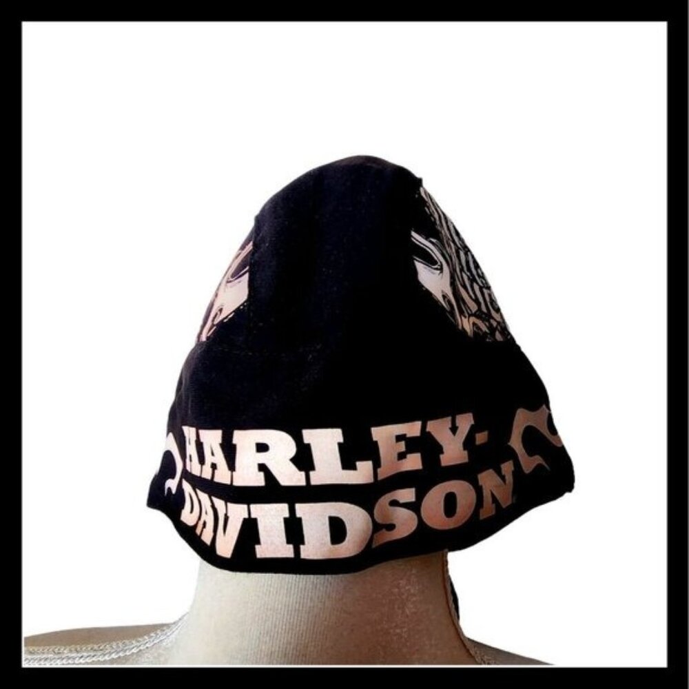 Harley Davidson Black Logo Headwrap Biker Skull Print‎ Cap One Size